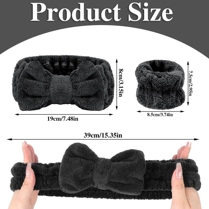 3 Pcs Spa Wristband & Headband, for Washing Face Skin Care,Soft Headdress for Washing Face &Makeup, Girl'S Make up & Spa Hair Band, Travel Summer Gifts,Daily Skincare Tools,Back to School
