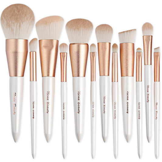 Makeup Brushes Set,  12Pcs Premium Eye Shadow, Eyebrows, Eyeliner, Concealer, Lip Liner,Foundation Makeup Brush White Travel Makeup Set,Cruelty-Free Synthetic Fiber Bristles