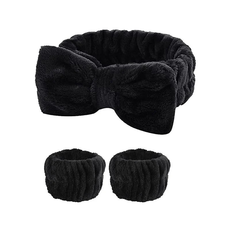 3 Pcs Spa Wristband & Headband, for Washing Face Skin Care,Soft Headdress for Washing Face &Makeup, Girl'S Make up & Spa Hair Band, Travel Summer Gifts,Daily Skincare Tools,Back to School