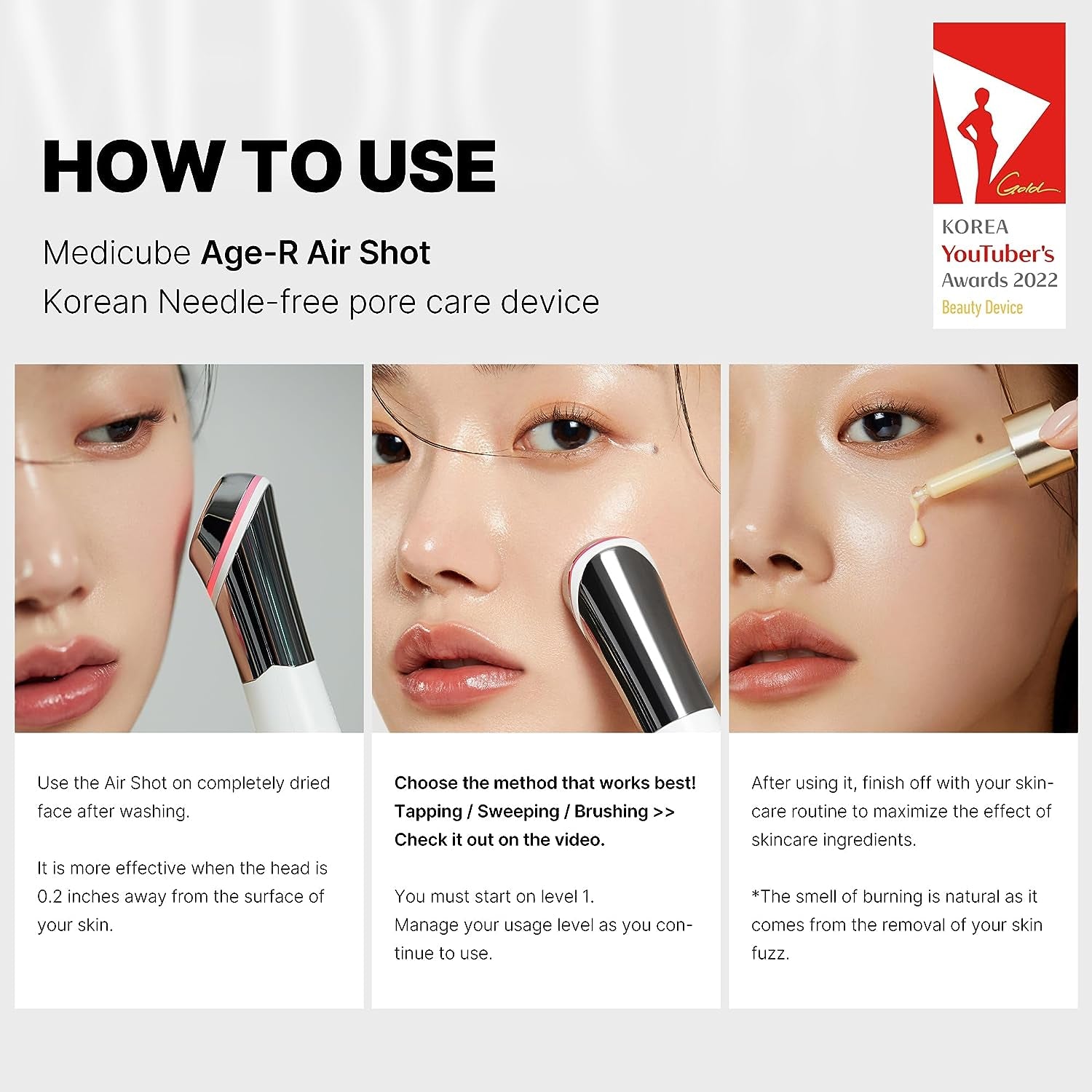 Age-R ATS Air Shot - Microneedling Pore Tightening Skin Care Device for Enhanced Absorption, Pore Refinement, and Smoother Skin Texture - Exfoliation, Skin Rejuvenation - Korean Skin Care
