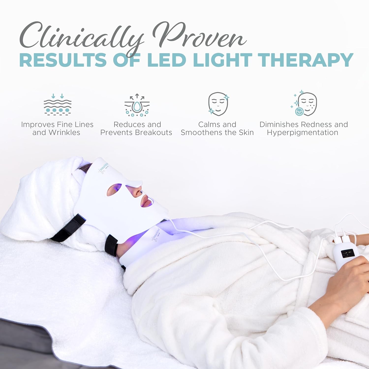 LED Light Therapy Face & Neck Mask - Facial Skin Care Device - 7 Colors Red & Blue - Rejuvenation, Anti-Aging Product for Wrinkles